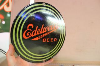 EDELWEISS BEER PORCELAIN METAL DEALER SIGN BREWING MAN CAVE BAR DRINKING GAS OIL 3