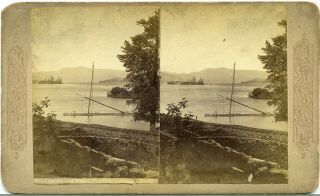Stereoview Photo Oregon View at the Mouth of the Columbia River ? 2