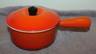 Vintage Le Creuset Cast Iron Enamel Flame Red/orange P14