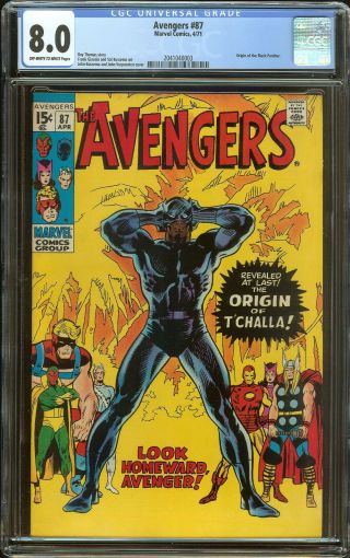 Avengers 87 Cgc 8.  0 Origin Black Panther