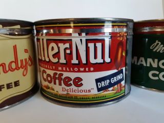 3 - Vintage Roundy ' - Butter Nut - Manor House Coffee Empty Cans 1 lb 3