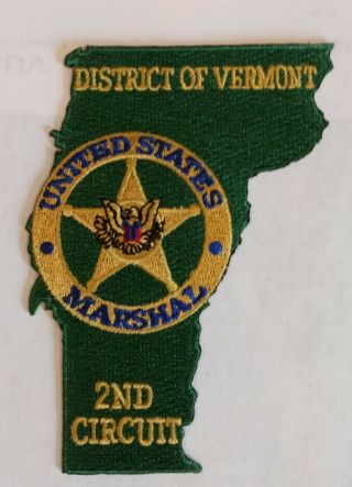Commemorative Patch: U.  S.  Marshal District Of Vermont - State Shaped