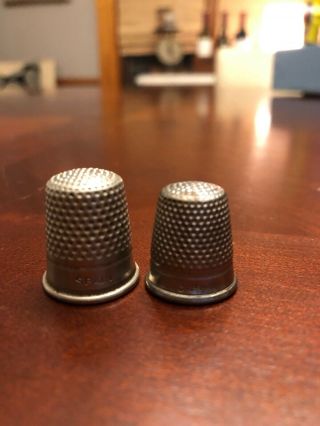(2) Vintage Silver Thimbles Spain And Germany