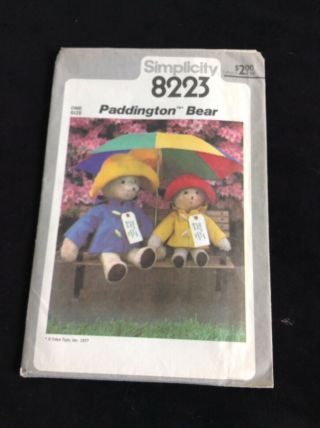 Vintage 1977 Paddington Bear Simplicity Sewing Pattern 8223