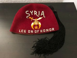 Vintage Maroon Hat Syria Freemason Shriner 