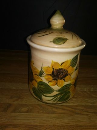 Cookie Jar Adorn With Sunflowers 9 " H Will Look On The Kitchen Counter