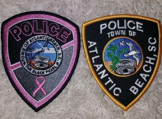 Atlantic Beach Sc Style Black Plus Pink Police Patch South Carolina