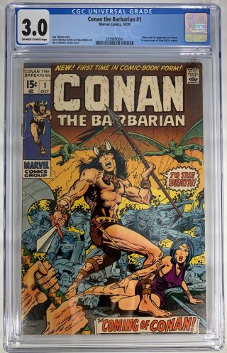 Conan The Barbarian 1 10/70 Cgc 3.  0 2039690001 - 1st Appearance Of Conan