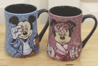 Set Of 2 Disney Parks Mickey And Minnie Mouse Mornings His And Hers Coffee Mugs