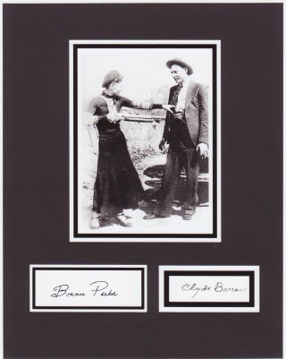 Bonnie & Clyde 8 X 10 Reprint Photo & Reprint Autograph On Glossy Photo Paper