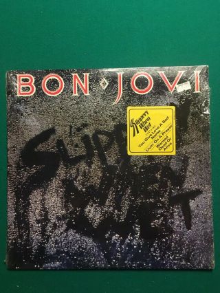 Bon Jovi Slippery When Wet Vinyl Lp Dated 1986 With Hype Sticker