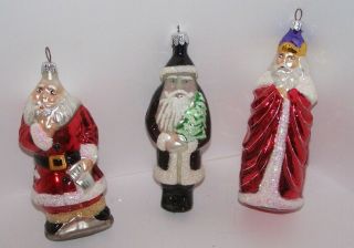 3 Early Christopher Radko Christmas Tree Ornaments Santa Claus