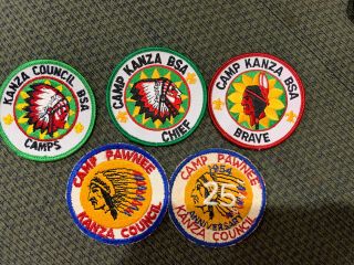 5 Older Bsa Patches Camp Kanza Camp Pawnee Kanza Council