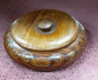 Vintage Wooden Round Box & Lid Hand Made