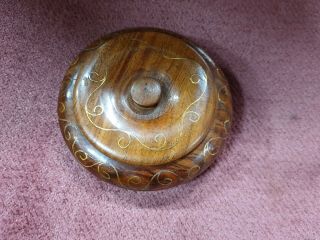 VINTAGE WOODEN ROUND BOX & LID HAND MADE 2