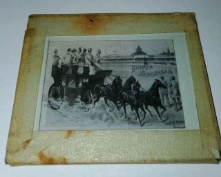 Late 1800s Glass Negative Of A Horse Drawn Carraige Bierman Heidelberg & Co