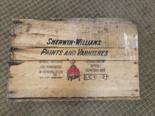 Vintage Sherwin - Williams Paints And Varnishes Advertising Wooden Crate Box