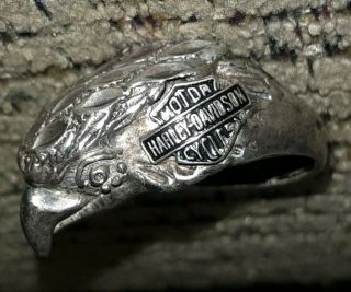 Vintage Sterling Silver Harley Davidson Eagle/logo Motorcycle Biker Ring Size 12