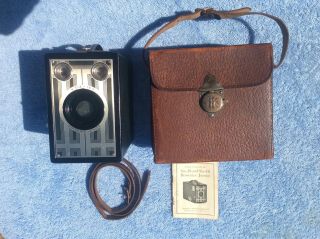 Vintage Kodak Six - 16 Brownie Junior / Leather Kodak Case / Booklet/ Cond