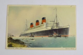 Rms Queen Mary Ship 1949 Postcard,  Posted At Sea Cunard - White Star Southampton