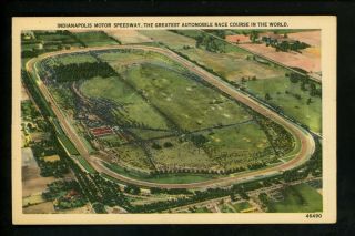 Car Auto Racing Vintage Postcard Indy 500 Indianapolis,  In Linen Aerial 1946
