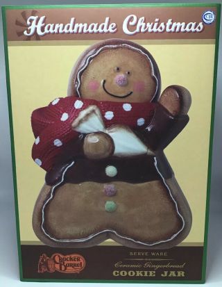 Cracker Barrel Retired “christmas Gingerbread Man”cookie Jar