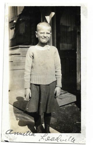 Vintage Snapshot Photo Little Girl With Head Lice (?) Great Portrait