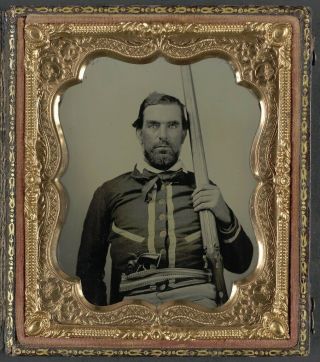 Photo Civil War Confederate Double Barrel Percussion Shotgun Colt Navy Revolver