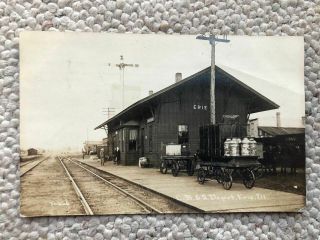 Rppc - Erie Il - Cb&q Railroad Station - Train - Depot - Illinois - Ill - Cr Childs Photo - Rr