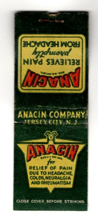 Anacin Pain Relief Vintage Matchbook Cover Nov - 3