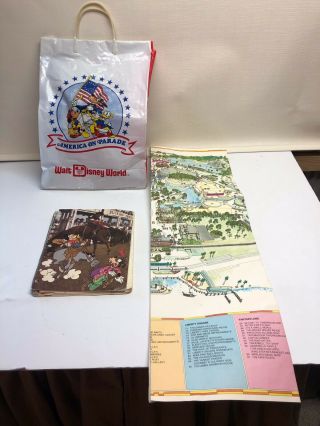 Vintage 1970’s Walt Disney World Magic Kingdom Folding Park Map Souvenir 39x31