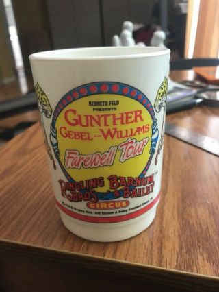 Vintage 1988 Ringling Bros Farewell Tour Gunther Gebel - Williams Plastic Cup Mug