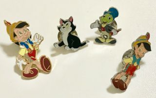 Japan Disney Store Jds Pinocchio Mini Pin Set Figaro Jiminy Cricket Pinocchio