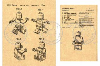 Us Patent Art Print For The Lego Man Minifigure Building Brick 1979 Pm 911