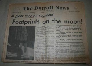 The Detroit News Newspaper July 22 1969 Apollo 11 Footprints On The Moon Landing