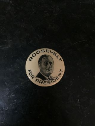 Franklin D Roosevelt For President Vintage Button 7/8th Of An Inch Diameter