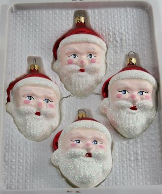 Set Of 4 Four Hand Crafted Christmas Ornaments Santa Claus 2001 By Target