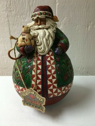 2005 Jim Shore Santa With Cat Round Ball Base 9.  5 " With Tag Heartwood Creek