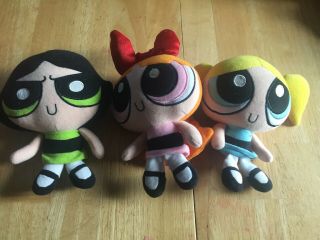 Warner Bros 6 " Plush Bubbles Blossom Buttercup Bean Doll Powerpuff Girls