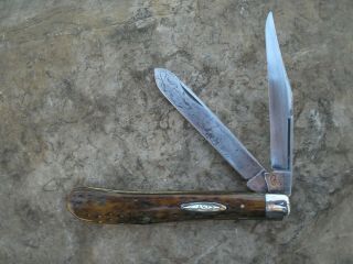 Vintage 1920 To 40 Bovine Bone Case Two Blade Slimeline Trapper Knife