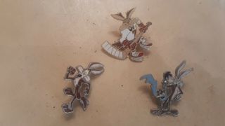 Looney Tunes Wile E Coyote And Road Runner Set Of 3 Vintage Pins