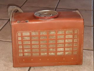Vintage Emerson Model 840 Series A Tube Radio In Leather Case Estate Find
