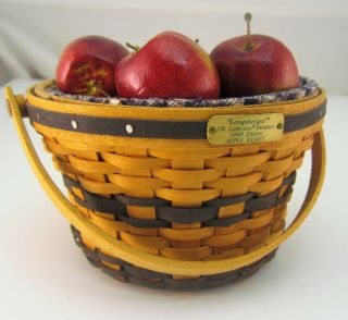1998 Longaberger Jw Miniature Apple Basket With Apples,  Mini Jw