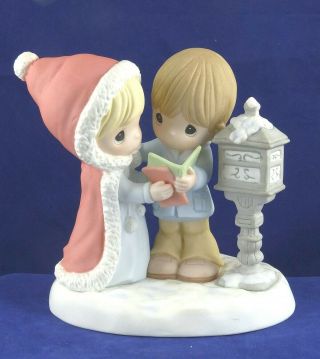 Precious Moments Bisque Porcelain Figurine - Couple At Mailbox 131012