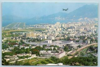 Postcard Hong Kong Kowloon City Showing Kai Tak Airport By Kp Yuen