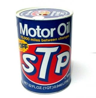 Vintage 1970`s Stp Motor Oil 1 Qt Full Can