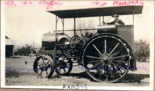 1910s Kansas Farmer Driving Aultman - Taylor 30 - 60 Combustion Engine Tractor Photo