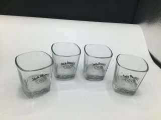 Jack Daniels Old No.  7 Set Of 4 Lowball Rocks Square Glasses 3d Embossed Bottom