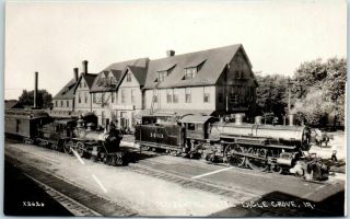1910s Eagle Grove Iowa Rppc Real Photo Postcard Occidental Hotel Depot / Trains