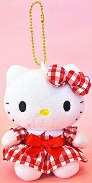 Nakajima Japan Hello Kitty Mascot Mini Plush With Chain Red Onepiece Dress